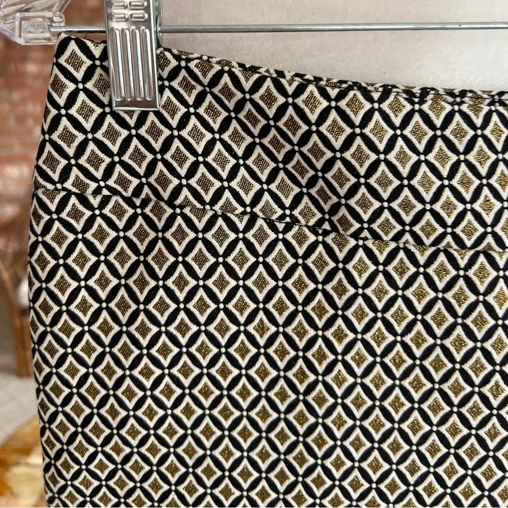 Talbots Slim Ankle Pant in Gold Medallion Jacquard Black Diamond NWT 2 Classic